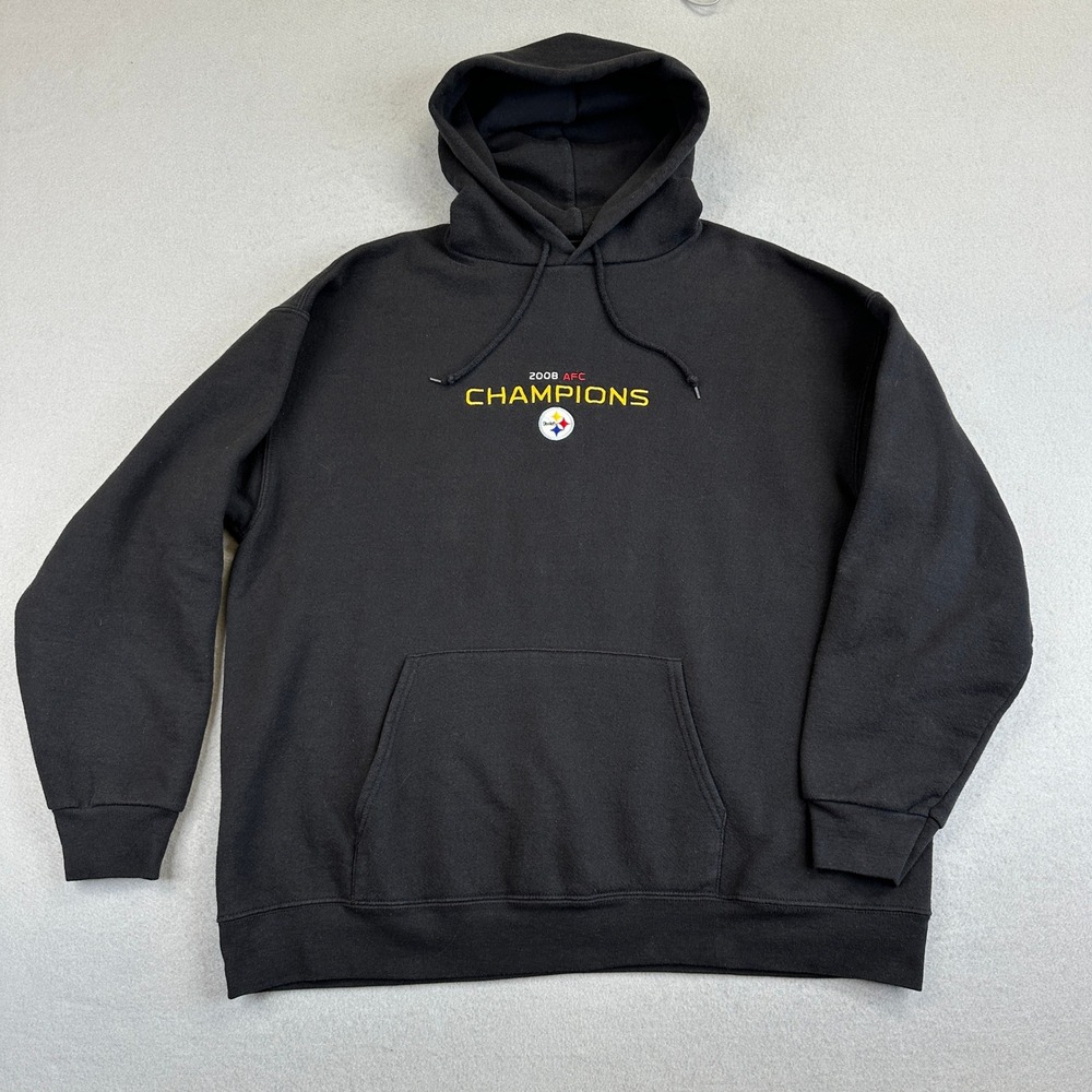 NFL Team Apparel Hoodie Men XL Black Pittsburgh Steelers 2008 AFC Champions Logo